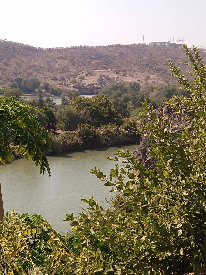 Beautiful views of the cunene river below the powerstation, all water in this r