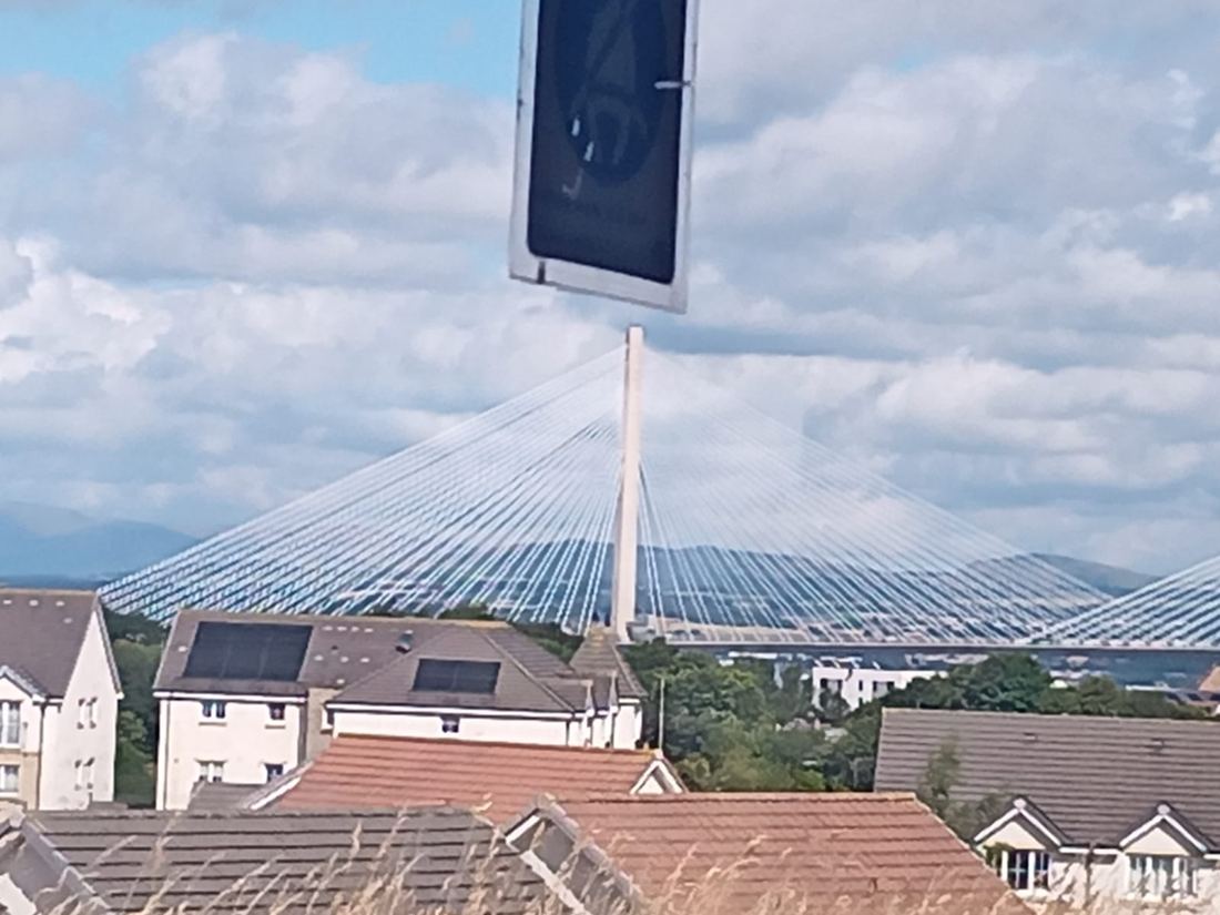 Firth of forth bridge over the firth river heading out if Edinburgh, there are t